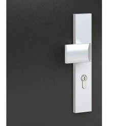 BAUHAUS Basi Schutzbeschlag ES0 VMS für Hauseingangstüren, Silber, Knopf Außen, Drücker Innen, 72 mm Distanznorm, 12 mm Schild/Rosette -Online-Shop Türzargen 12 927