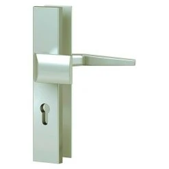 BAUHAUS Basi Schutzbeschlag ES0 VMS für Hauseingangstüren, Aluminium, 92 mm Distanznorm, 15 mm Schild/Rosette, Eckiger Drücker