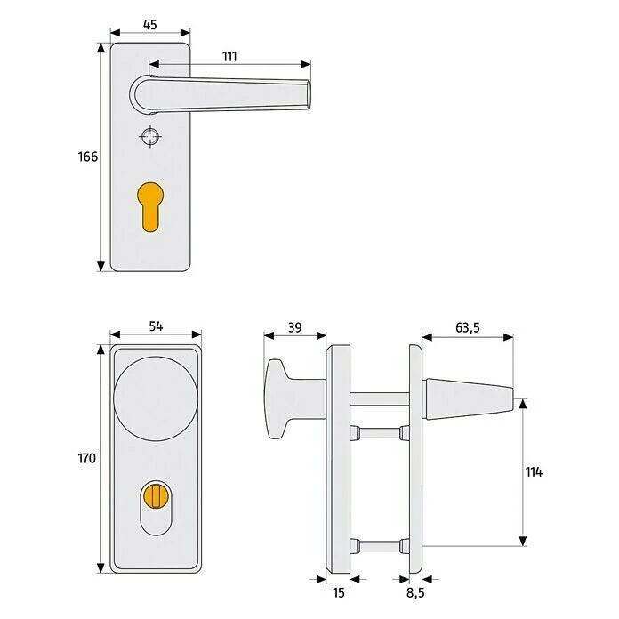 BAUHAUS Abus Schutzbeschlag KKZS700 für Wohnungsabschlusstüren, Bronze, Türstärke 37-47 mm, Knopf außen, Drücker innen 2 BAUHAUS Abus Schutzbeschlag KKZS700 für Wohnungsabschlusstüren, Bronze, Türstärke 37-47 mm, Knopf außen, Drücker innen – Bild 2