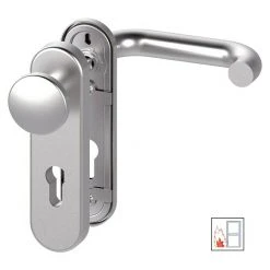 BAUHAUS Basi Schutzbeschlag SB/FS 2200K ES1 Feuerschutztür, Edelstahl, 44-66 mm Türstärke, Knopf Außen, Drücker Innen, ohne Zylinderabdeckung