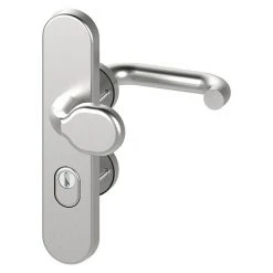 BAUHAUS Basi Schutzbeschlag SBK 7500 ES1 Kombi für Hauseingangstüren, Edelstahl, Türstärke 38-45 mm, Knopf außen, Drücker innen, U-Form