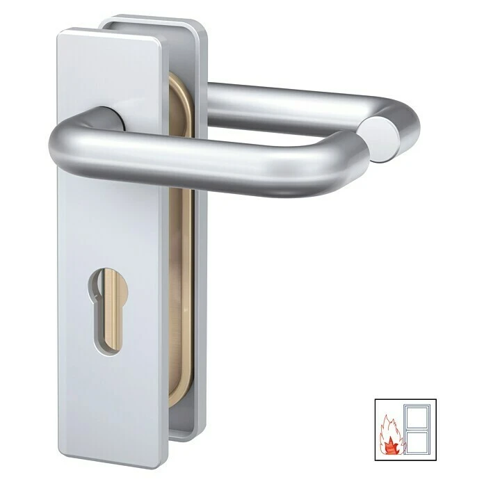 BAUHAUS Basi Schutzbeschlag SB/FS 2200K ES1 für Feuerschutztüren, Aluminium, Türstärke 44-66 mm, beidseitiger Drücker 1 BAUHAUS Basi Schutzbeschlag SB/FS 2200K ES1 für Feuerschutztüren, Aluminium, Türstärke 44-66 mm, beidseitiger Drücker