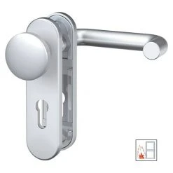 BAUHAUS Basi Schutzbeschlag SB/FS 2200K ES1 Feuerschutztür - Aluminium, Türstärke 44-66 mm, Knopf Außen, Drücker Innen