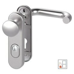 BAUHAUS Basi Schutzbeschlag SB/FS 2200K ES1 Feuerschutztür, Edelstahl, 44-66 mm Türstärke, Knopf Außen, Drücker Innen, mit Zylinderabdeckung