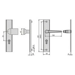 BAUHAUS Basi Schutzbeschlag ES0 VMS für Hauseingangstüren, Silber, Knopf Außen, Drücker Innen, 72 mm Distanznorm, 15 mm Schild/Rosette -Online-Shop Türzargen 12 994